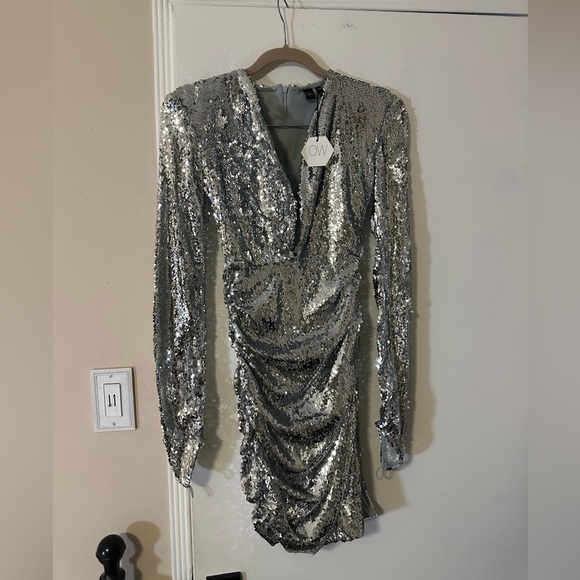 NWT OW Collection Sequin Silver Glitter Dress Size XS - Picture 5 of 9